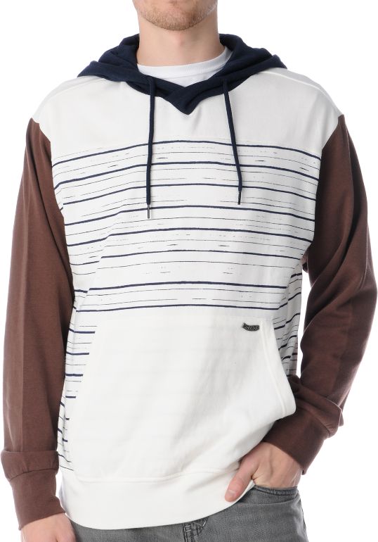 Volcom Sectional White & Blue Striped Pullover Hoodie