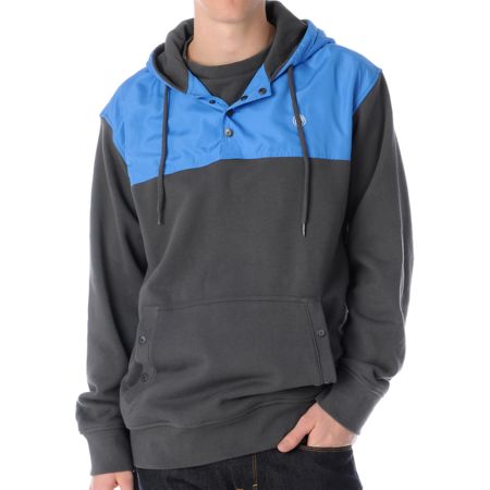 Volcom Jumper Grey and Blue Pullover Hoodie