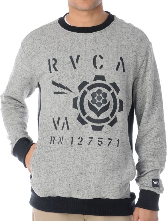 RVCA Last Stand Grey Crew Neck Sweatshirt