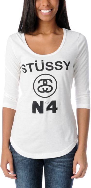 Stussy Girls No 4 White Ballet Tee Shirt