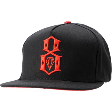 REBEL8 Logo Black & Red Snapback Hat