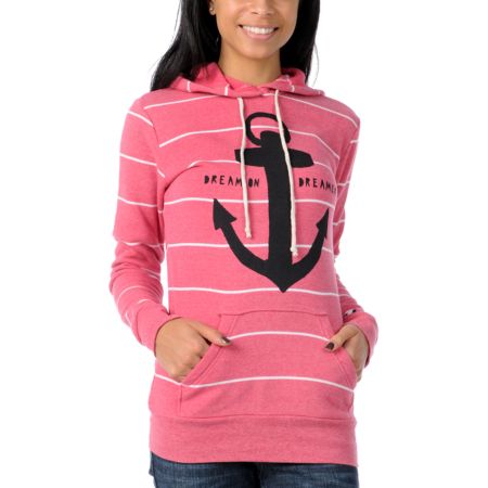 Glamour Kills Dream Anchor Pink Stripe Pullover Hoodie