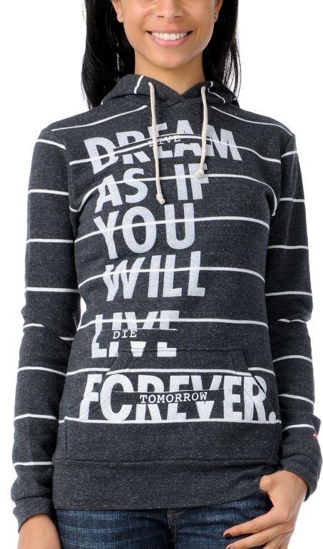Glamour Kills Live Forever Tomorrow Charcoal Stripe Pullover Hoodie