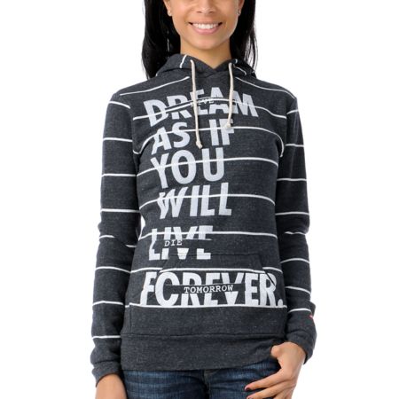 Glamour Kills Live Forever Tomorrow Charcoal Stripe Pullover Hoodie