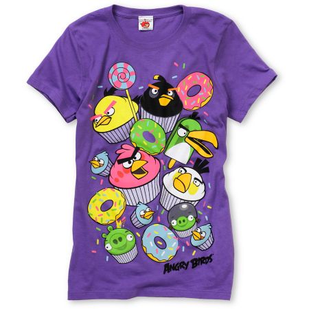 Angry Birds Cupcakes Purple Tee Shirt