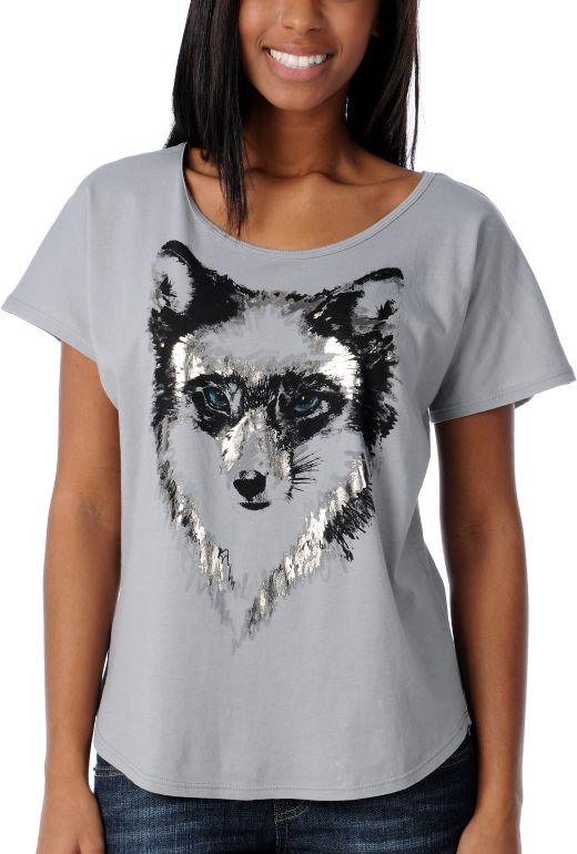 Crafty Girls Fox Head Grey Crop Top Tee