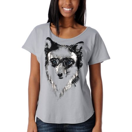 Crafty Girls Fox Head Grey Crop Top Tee
