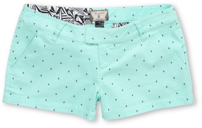 Volcom Girls Frochickie Teal Dot Shorts