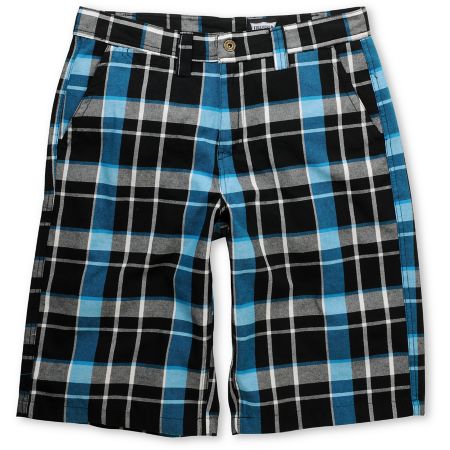 Free World Dubs Black & Blue Plaid Shorts