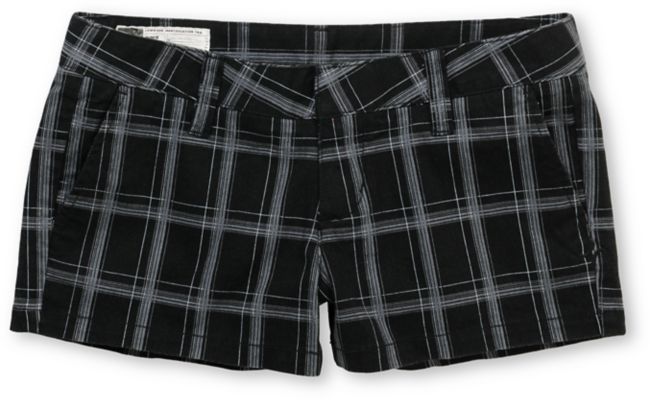 Hurley Girls Lowrider Black Plaid Shorts