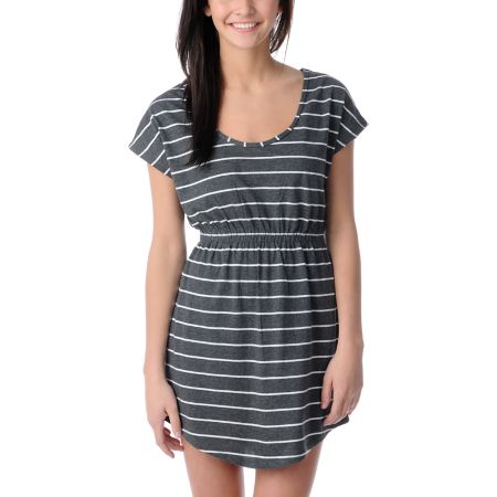 Empyre Girl Charcoal & White Short Sleeve Tee Dress 