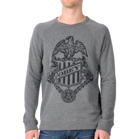 Obey Born Free Heather Grey Pullover Sweatshirt