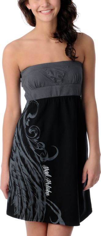 Metal Mulisha Girls Amante Charcoal & Black Tube Dress