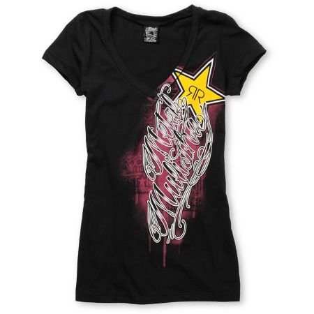 Metal Mulisha Rockstar Spray Black V-Neck Tee Shirt