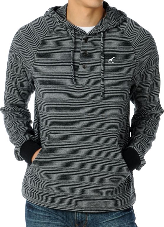LRG Billy Marks Charcoal Striped Henley Hoodie
