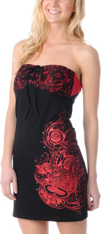 SRH Iris Black & Red Lace Dress