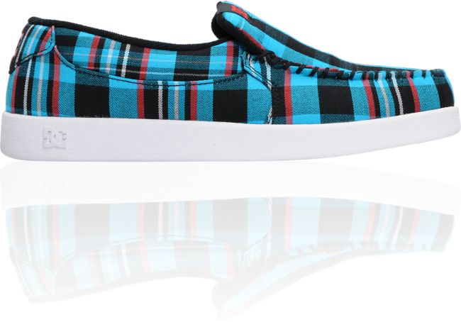 DC Villain TX Turquoise & Black Plaid Slippers