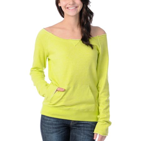 Volcom Girls Moclov Lime Green Pullover Sweatshirt