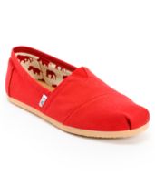 Toms Classics Red Canvas Guys Slip On Shoes