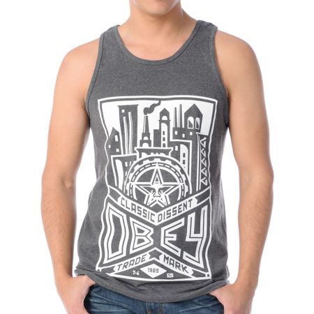 Obey Classic Dissent Charcoal Tank Top