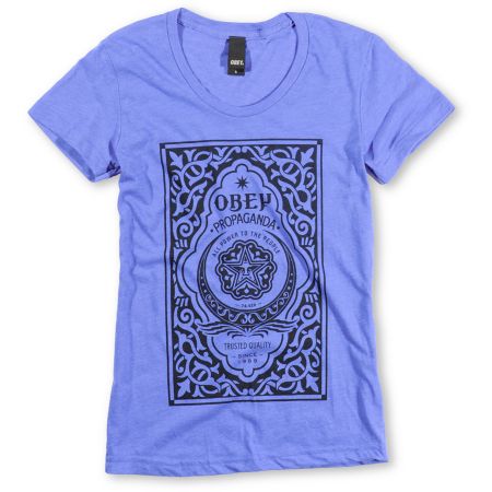 Obey Girls Moroccan Label Blue Tee Shirt