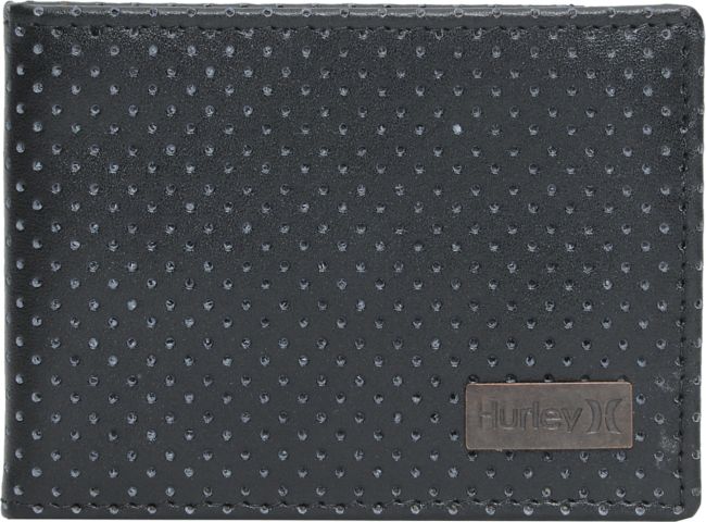 Hurley Pension Perforated Black Leather Wallet