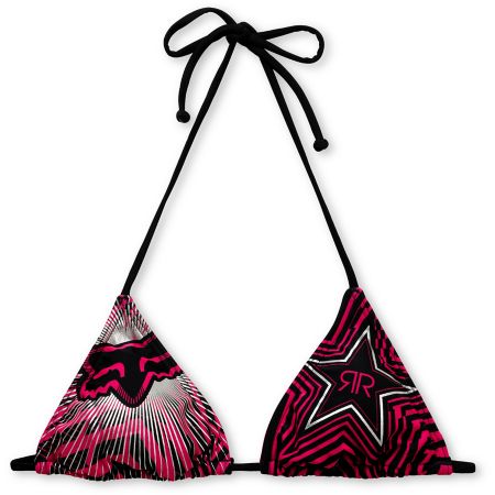Rockstar x Fox Spike Vortex Black & Pink Triangle Bikini Top
