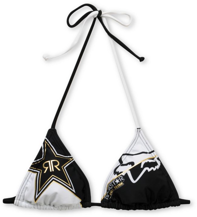 Rockstar x Fox Goldie Black & White Triangle Bikini Top