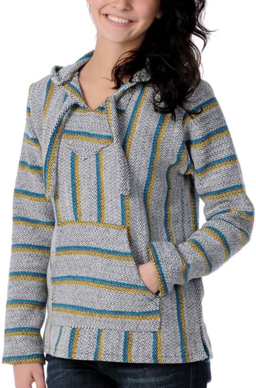 Senor Lopez Retro Yellow & Turquoise Girls Poncho