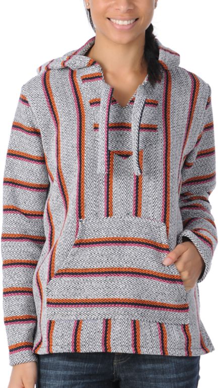 Senor Lopez Orange, Navy & Pink Girls Poncho