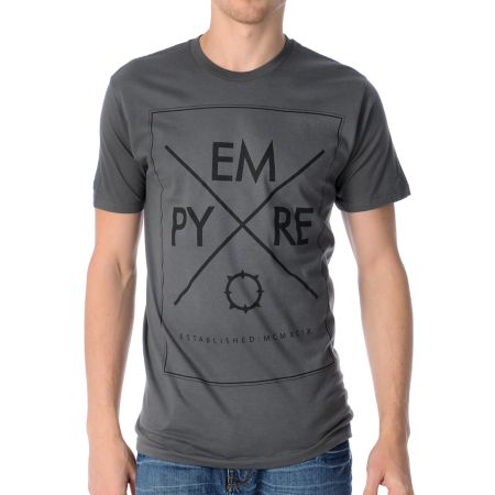 Empyre Typo Graphic Charcoal Tee Shirt