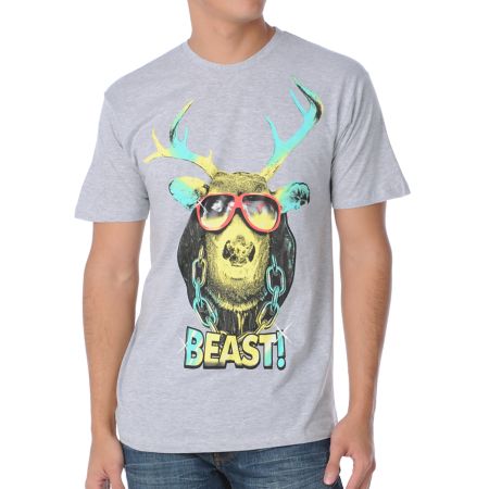 A-lab Beast Deer Heather Grey Tee Shirt 