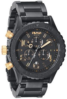 Nixon 42-20 Chrono Matte Black & Gold Watch