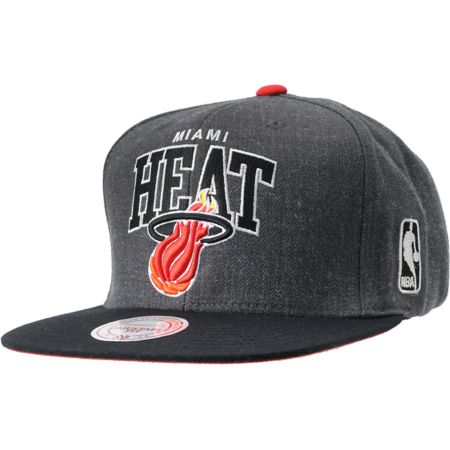 NBA Miami Heat Mitchell & Ness Charcoal Snapback Hat