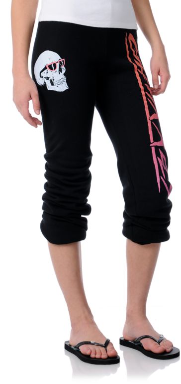 Glamour Kills Girls Skull Black & Pink Sweatpant
