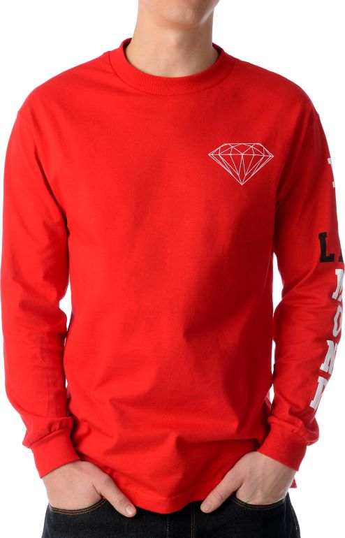 Diamond Supply LA Long Sleeve Red Tee Shirt