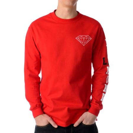 Diamond Supply LA Long Sleeve Red Tee Shirt