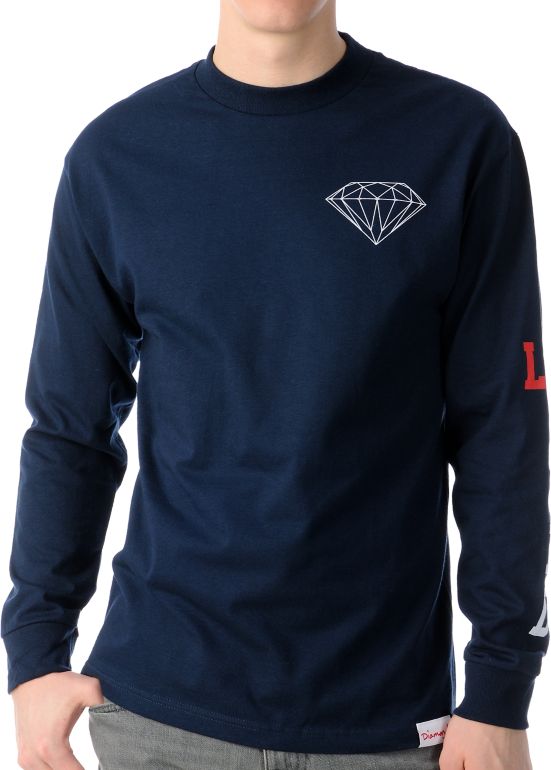 Diamond Supply LA Long Sleeve Navy Tee Shirt