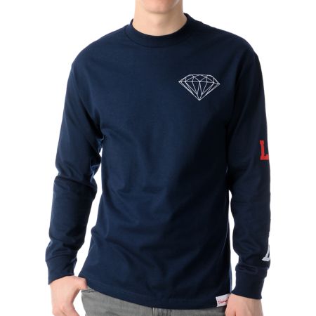 Diamond Supply LA Long Sleeve Navy Tee Shirt