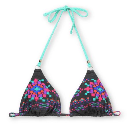 Raisins Total Eclipse Grey & Turquoise Triangle Bikini Top