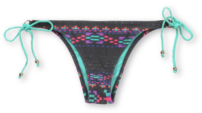Raisins Total Eclipse Grey & Turquoise Tie Bikini Bottom