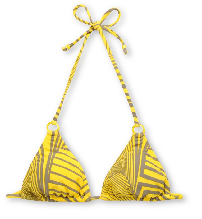 Island Soul Shaka Love Yellow Triangle Bikini Top