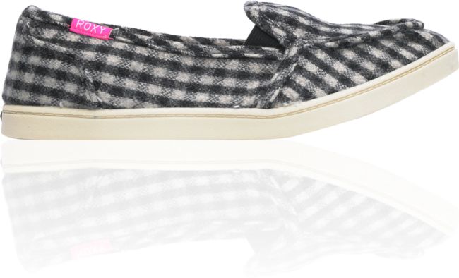 Roxy Lido Black & Grey Wool Checkered Slippers