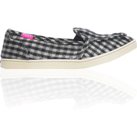 Roxy Lido Black & Grey Wool Checkered Slippers
