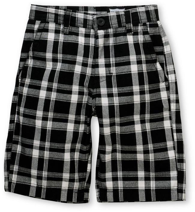 Free World Flint Boys Black Plaid Shorts