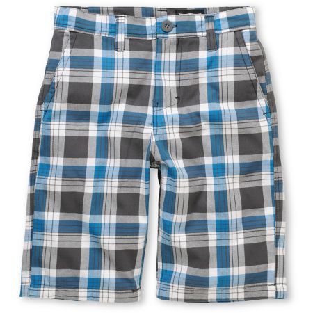 Free World B-Real Boys Aqua & Grey Plaid Shorts