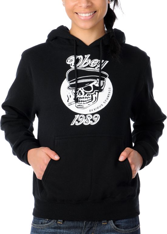 Obey Devious Scumbags Girls Black Pullover Hoodie