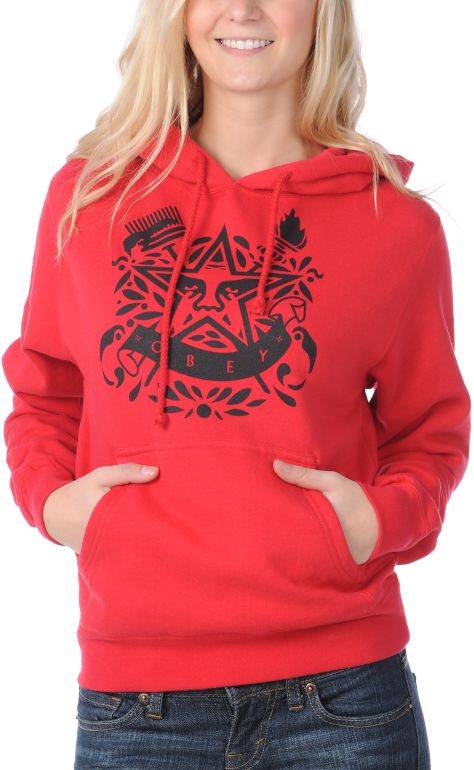 Obey Girls Star Torch Red Pullover Hoodie