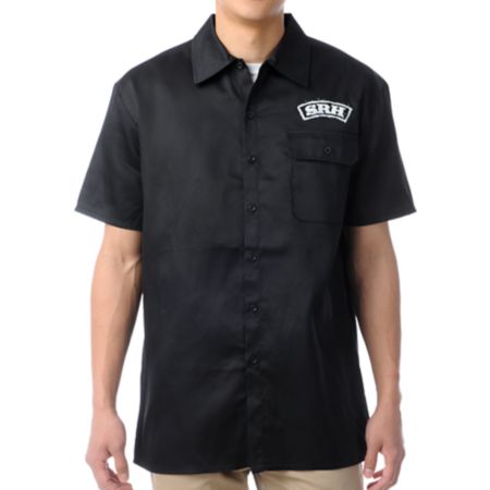 SRH Outlaw Black Short Sleeve Button Up Shirt 