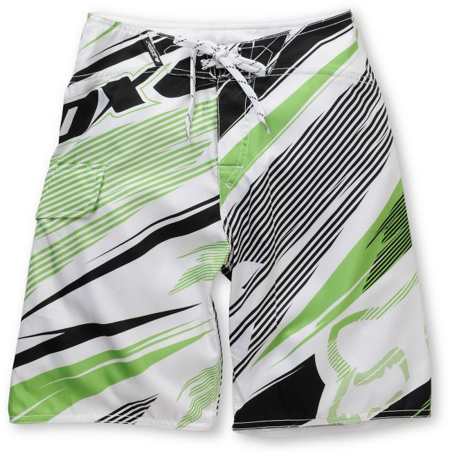 Fox Bionic Shards Boys Green & White Board Shorts